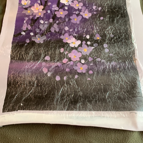Gorgeous purple flowering tree original oil painting. Approx 14 1/4” x 28” - Picture 4 of 4